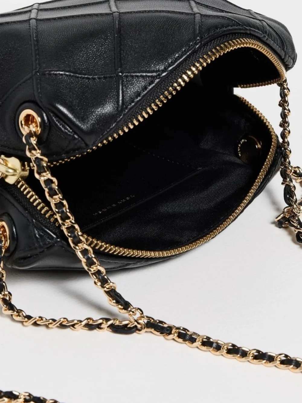 NEW Tory Burch Fleming Soft Black Quilted Leather Crossbody Bag